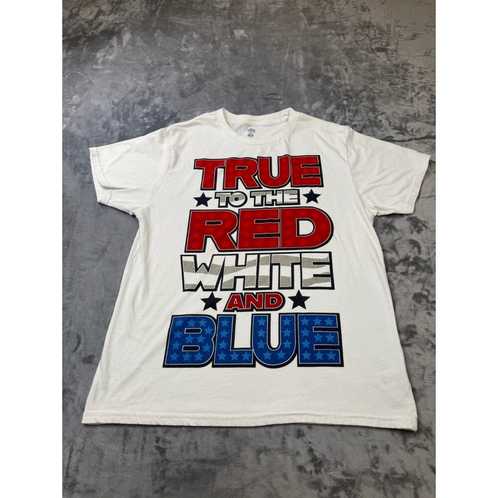 Red, White and Blue Celebrate Patriotic Mens Tshirt sz L Patriotic